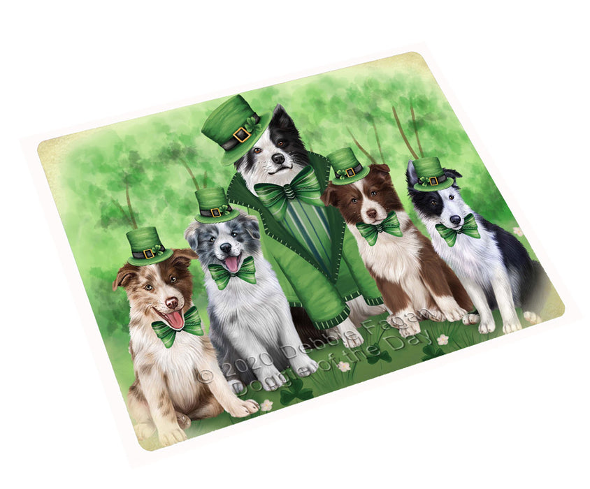 St. Patrick's Day Family Border Collie Dogs Cutting Board - For Kitchen - Scratch & Stain Resistant - Designed To Stay In Place - Easy To Clean By Hand - Perfect for Chopping Meats, Vegetables