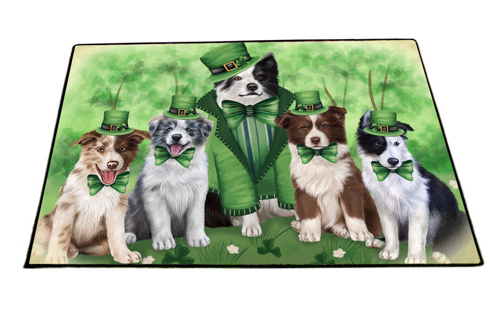 St. Patrick's Day Family Border Collie Dogs Floor Mat- Anti-Slip Pet D