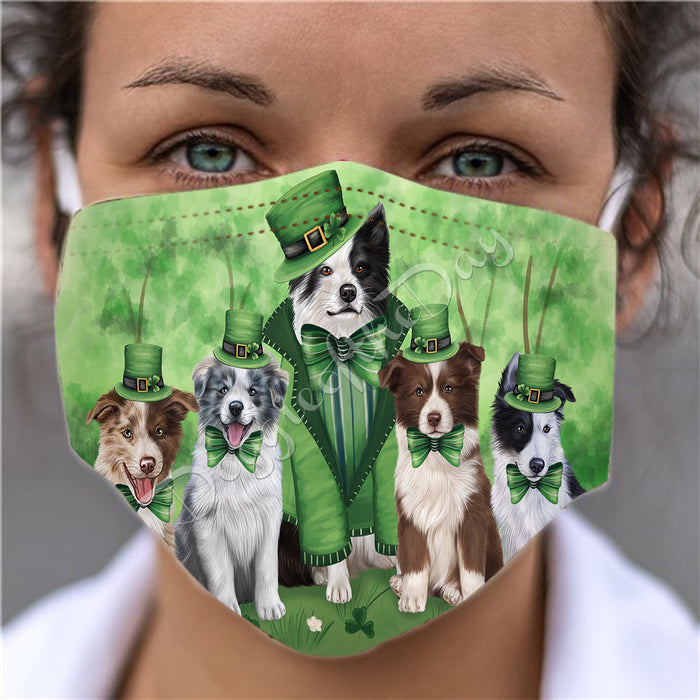 St. Patricks Day Irish Border Collie Dogs Face Mask FM50131
