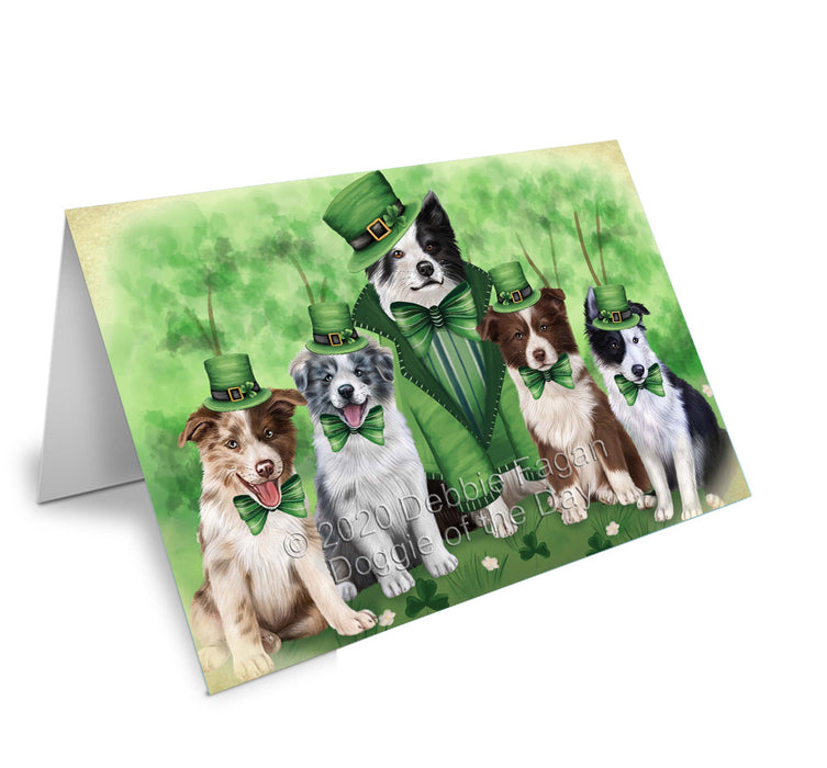 St. Patrick's Day Family Border Collie Dogs Handmade Artwork Assorted Pets Greeting Cards and Note Cards with Envelopes for All Occasions and Holiday Seasons
