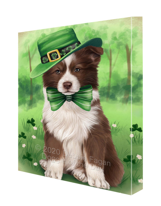 St. Patrick's Day Border Collie Dog Canvas Wall Art - Premium Quality Ready to Hang Room Decor Wall Art Canvas - Unique Animal Printed Digital Painting for Decoration CVS710
