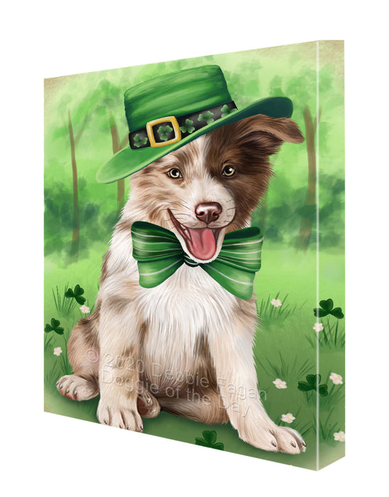 St. Patrick's Day Border Collie Dog Canvas Wall Art - Premium Quality Ready to Hang Room Decor Wall Art Canvas - Unique Animal Printed Digital Painting for Decoration CVS711