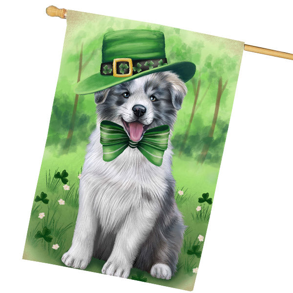 St. Patrick's Day Border Collie Dog House Flag Outdoor Decorative Double Sided Pet Portrait Weather Resistant Premium Quality Animal Printed Home Decorative Flags 100% Polyester FLG69711