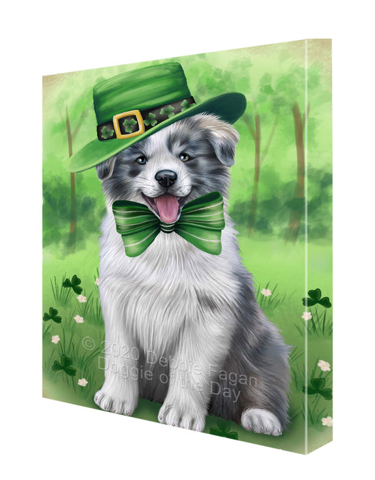 St. Patrick's Day Border Collie Dog Canvas Wall Art - Premium Quality Ready to Hang Room Decor Wall Art Canvas - Unique Animal Printed Digital Painting for Decoration CVS713