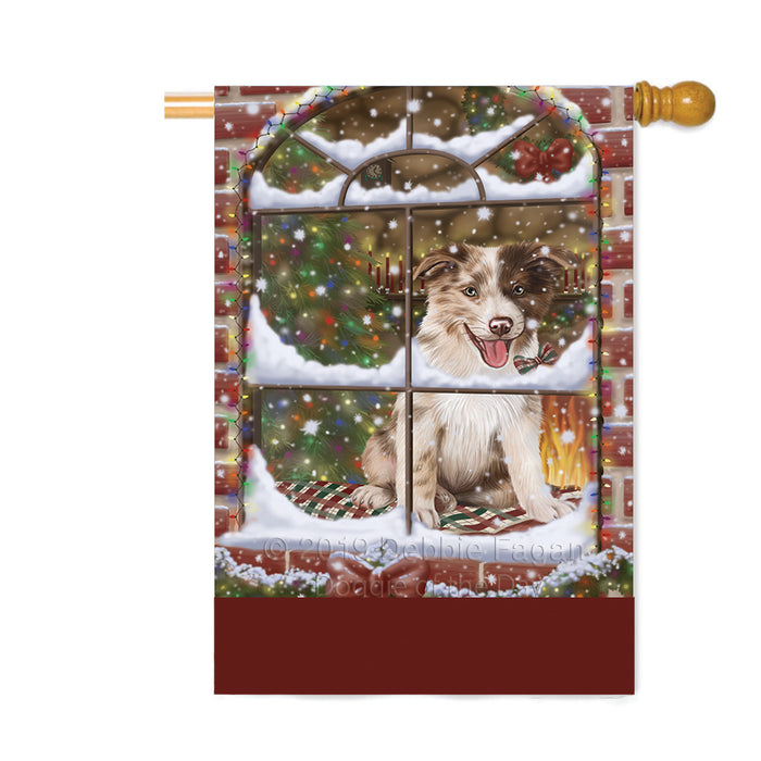 Personalized Please Come Home For Christmas Border Collie Dog Sitting In Window Custom House Flag FLG-DOTD-A60192
