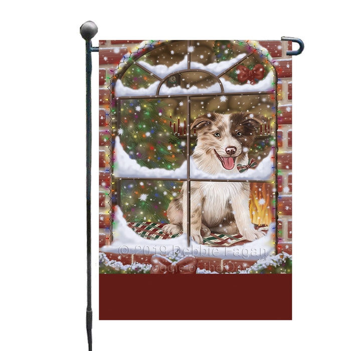 Personalized Please Come Home For Christmas Border Collie Dog Sitting In Window Custom Garden Flags GFLG-DOTD-A60136
