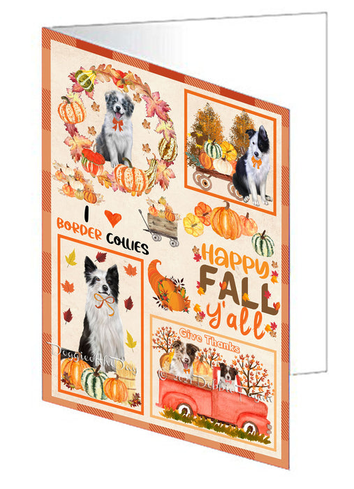 Happy Fall Y'all Pumpkin Border Collie Dogs Handmade Artwork Assorted Pets Greeting Cards and Note Cards with Envelopes for All Occasions and Holiday Seasons GCD76943