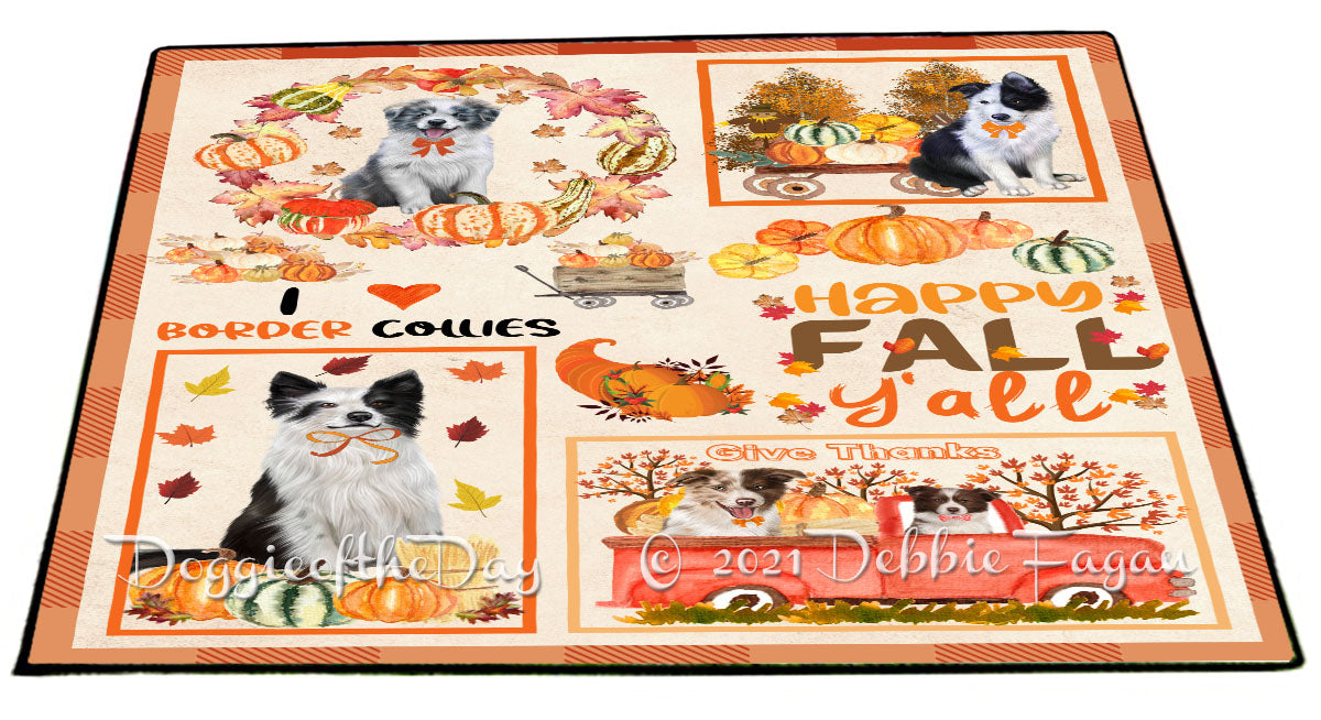 Happy Fall Y'all Pumpkin Border Collie Dogs Indoor/Outdoor Welcome Floormat - Premium Quality Washable Anti-Slip Doormat Rug FLMS58570