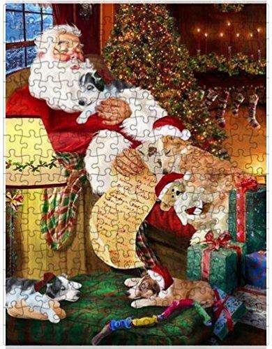 Borzoi Dog and Puppies Sleeping with Santa Puzzle with Photo Tin