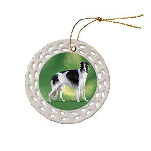 Borzoi Dog Christmas Doily Ceramic Ornament