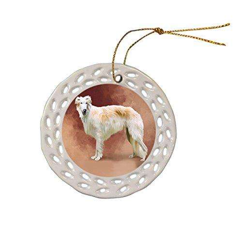 Borzoi Dog Christmas Doily Ceramic Ornament