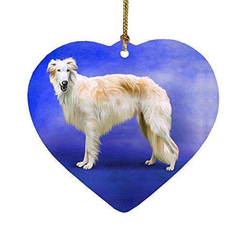 Borzoi Dog Heart Christmas Ornament