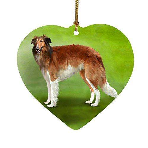 Borzoi Dog Heart Christmas Ornament