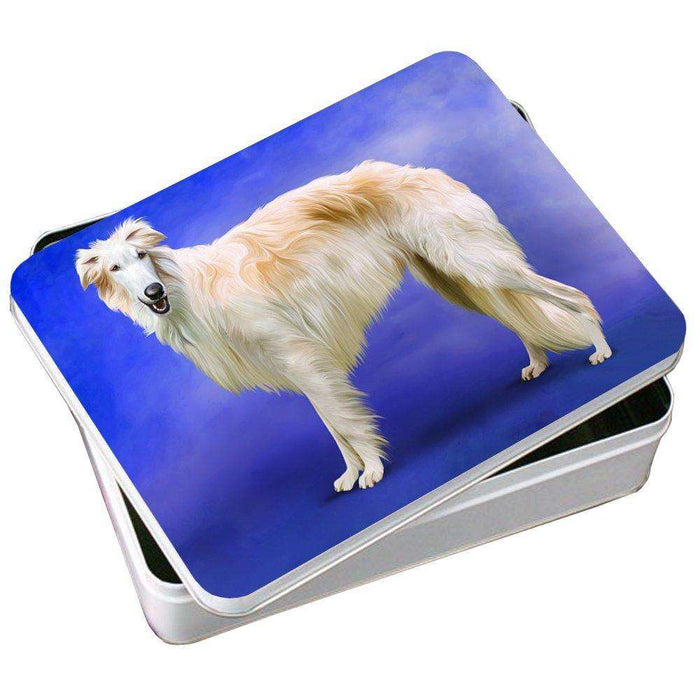 Borzoi Dog Photo Storage Tin