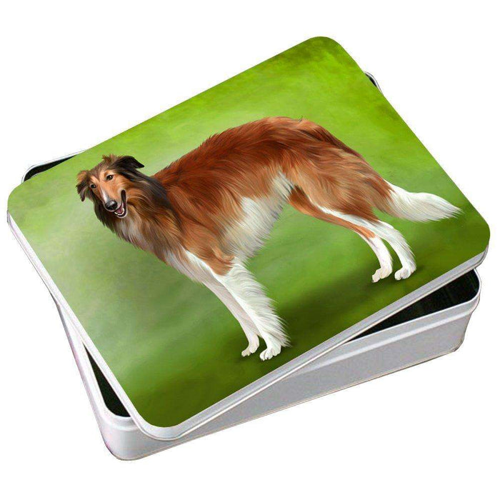 Borzoi Dog Photo Storage Tin