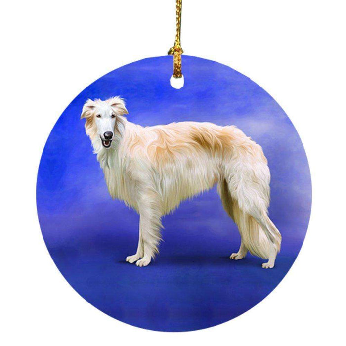 Borzoi Dog Round Christmas Ornament