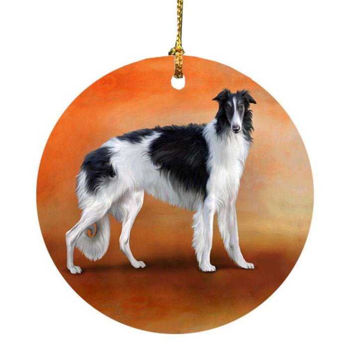 Borzoi Dog Round Christmas Ornament