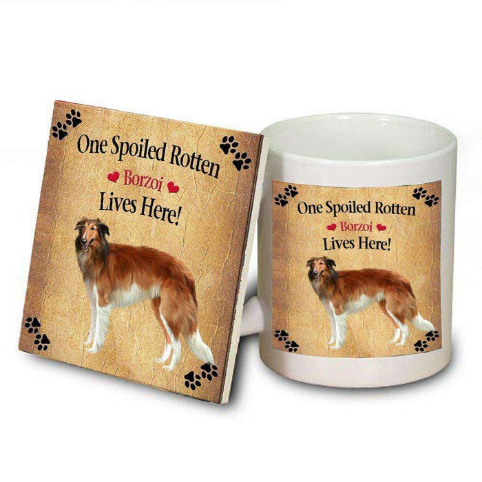 Borzoi Spoiled Rotten Dog Mug and Coaster Set