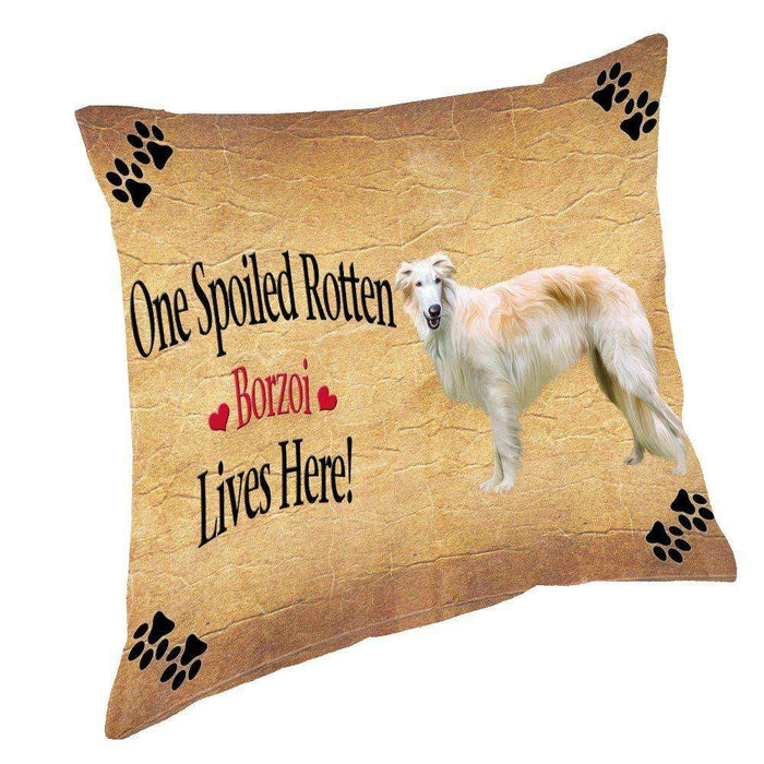 Borzoi Spoiled Rotten Dog Throw Pillow