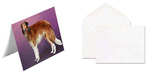 Borzois Dog Handmade Artwork Assorted Pets Greeting Cards and Note Cards with Envelopes for All Occasions and Holiday Seasons D081