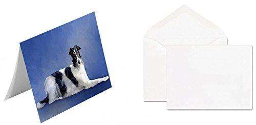 Borzois Dog Handmade Artwork Assorted Pets Greeting Cards and Note Cards with Envelopes for All Occasions and Holiday Seasons D082
