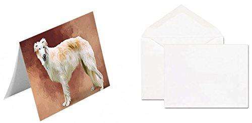 Borzois Dog Handmade Artwork Assorted Pets Greeting Cards and Note Cards with Envelopes for All Occasions and Holiday Seasons D084