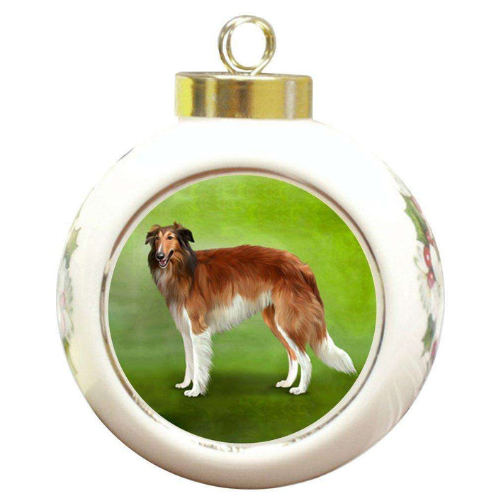 Borzois Dog Round Ceramic Christmas Ornament