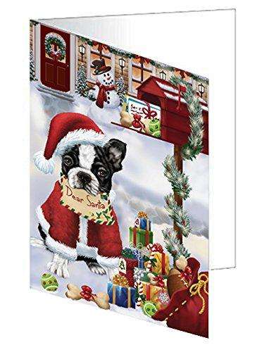 Boston Terrier Dear Santa Letter Christmas Holiday Mailbox Dog Handmade Artwork Assorted Pets Greeting Cards and Note Cards with Envelopes for All Occasions and Holiday Seasons