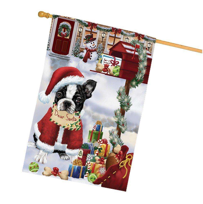 Boston Terrier Dear Santa Letter Christmas Holiday Mailbox Dog House Flag