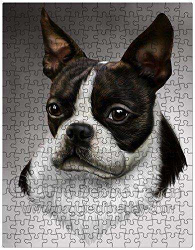 Boston Terrier Dog Art Portrait Print 300 Pc. Puzzle with Photo Tin