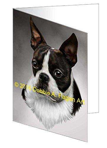 Boston Terrier Dog Art Portrait Print Handmade Artwork Assorted Pets Greeting Cards and Note Cards with Envelopes for All Occasions and Holiday Seasons