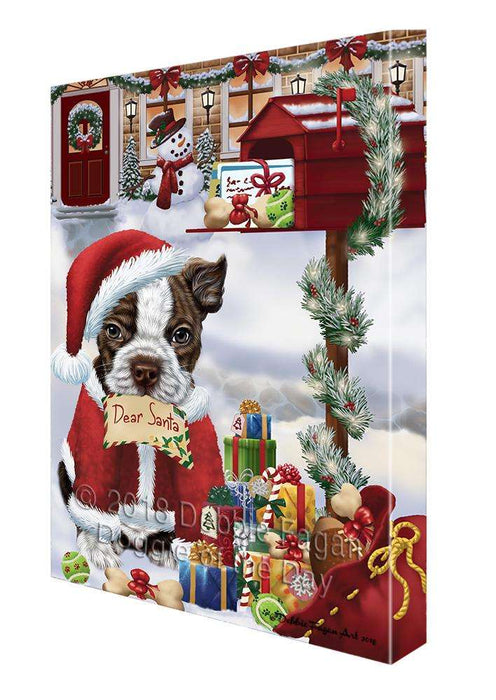 Boston Terrier Dog Dear Santa Letter Christmas Holiday Mailbox Canvas Print Wall Art Décor CVS102725