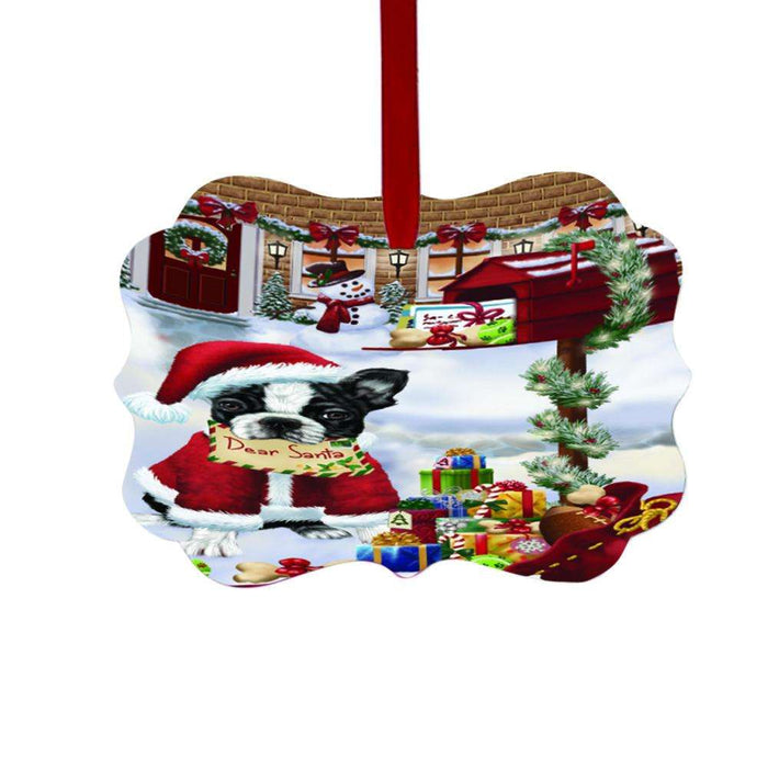 Boston Terrier Dog Dear Santa Letter Christmas Holiday Mailbox Double-Sided Photo Benelux Christmas Ornament LOR49021