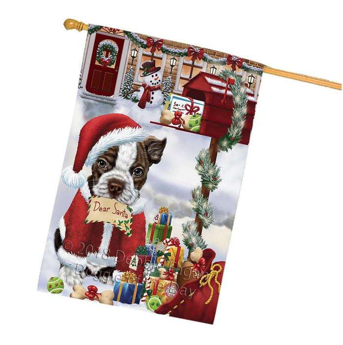Boston Terrier Dog Dear Santa Letter Christmas Holiday Mailbox House Flag FLG54073