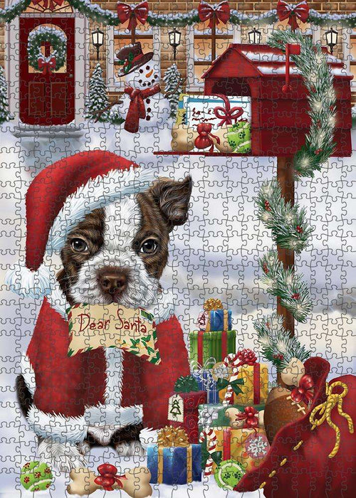 Boston Terrier Dog Dear Santa Letter Christmas Holiday Mailbox Puzzle with Photo Tin PUZL82656