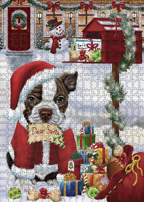 Boston Terrier Dog Dear Santa Letter Christmas Holiday Mailbox Puzzle  PUZL82656