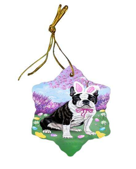 Boston Terrier Dog Easter Holiday Star Porcelain Ornament SPOR49052