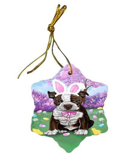 Boston Terrier Dog Easter Holiday Star Porcelain Ornament SPOR49055