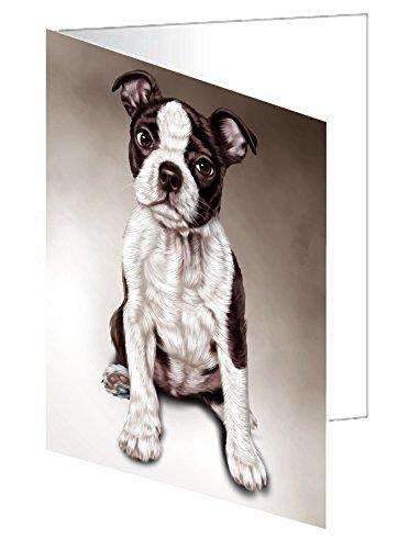 Boston Terrier Dog Handmade Artwork Assorted Pets Greeting Cards and Note Cards with Envelopes for All Occasions and Holiday Seasons