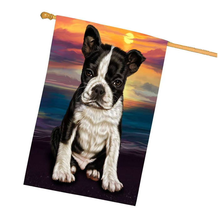 Boston Terrier Dog House Flag