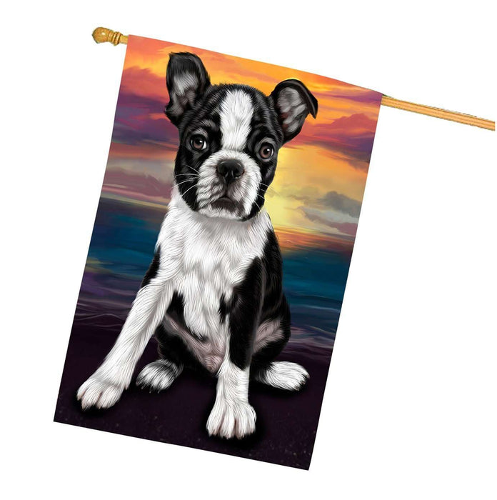 Boston Terrier Dog House Flag