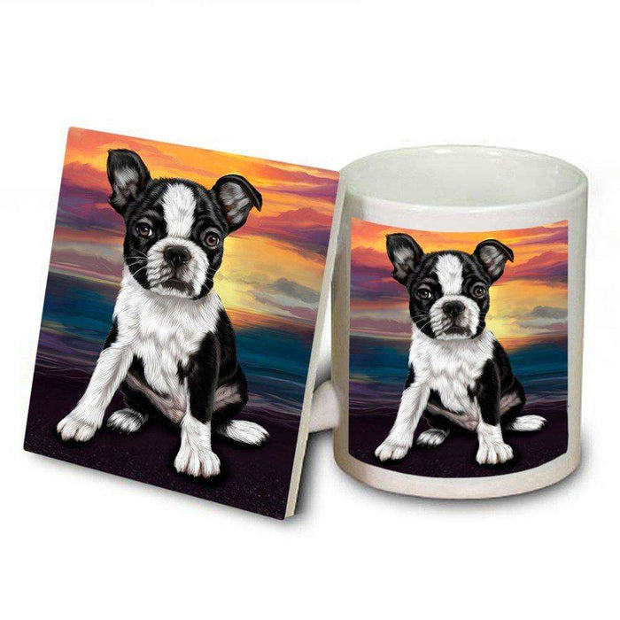 Boston Terrier Dog Mug and Coaster Set