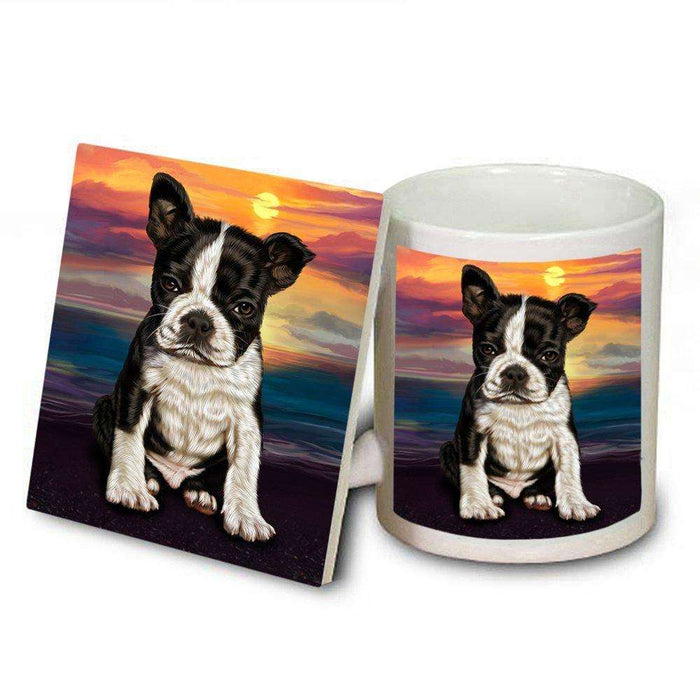 Boston Terrier Dog Mug and Coaster Set