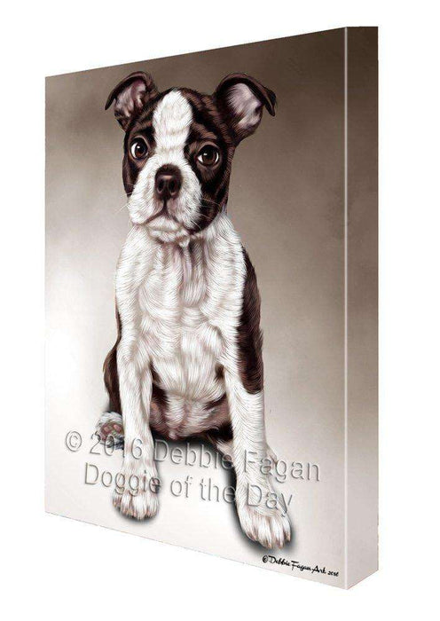 Boston Terrier Dog Painting Printed on Canvas Wall Art