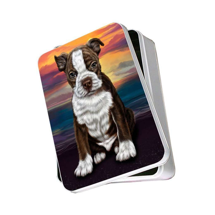 Boston Terrier Dog Photo Storage Tin