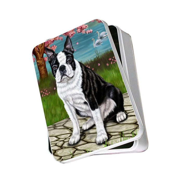 Boston Terrier Dog Photo Storage Tin