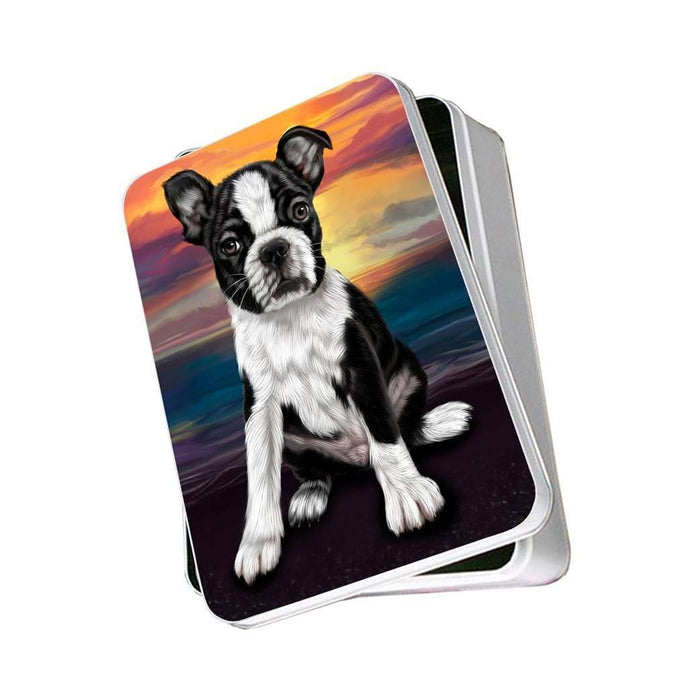 Boston Terrier Dog Photo Storage Tin