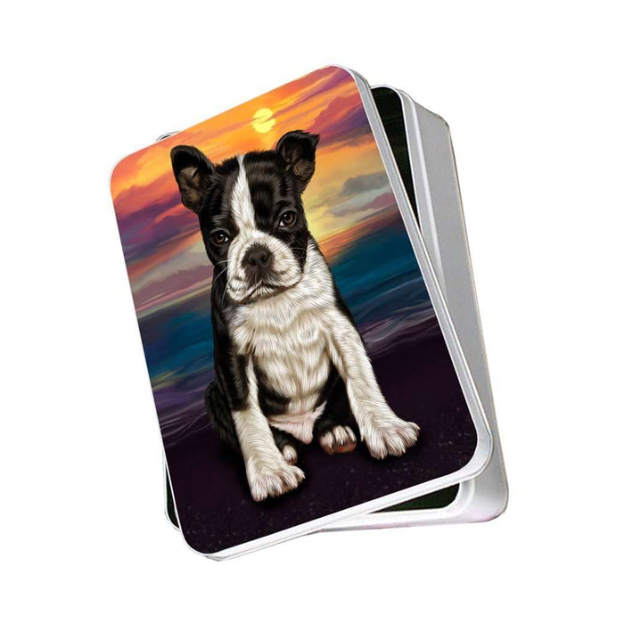 Boston Terrier Dog Photo Storage Tin