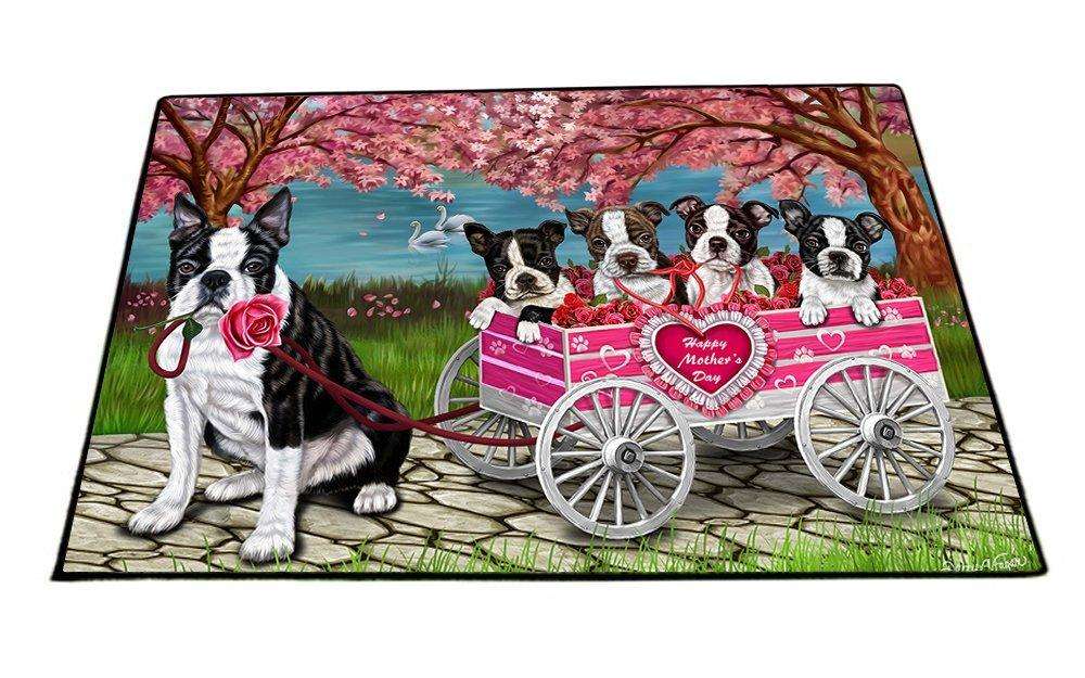 Boston Terrier Dog with Puppies Mother's Day Floormat