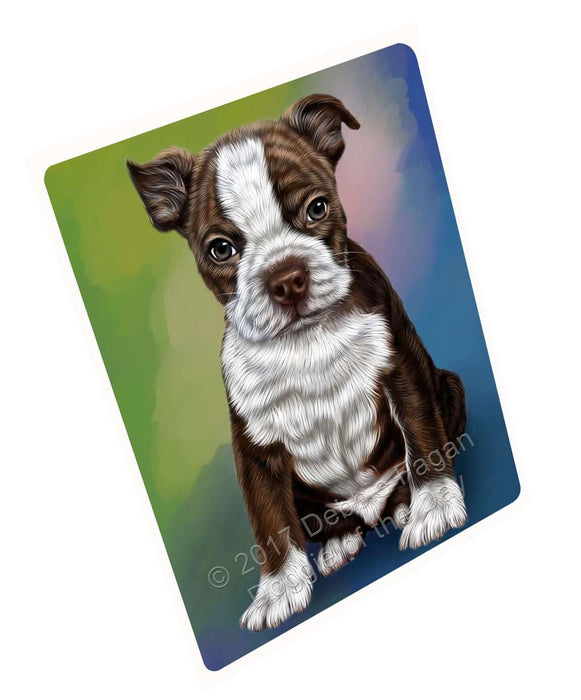 Boston Terrier Puppy Dog Art Portrait Print Woven Throw Sherpa Plush Fleece Blanket